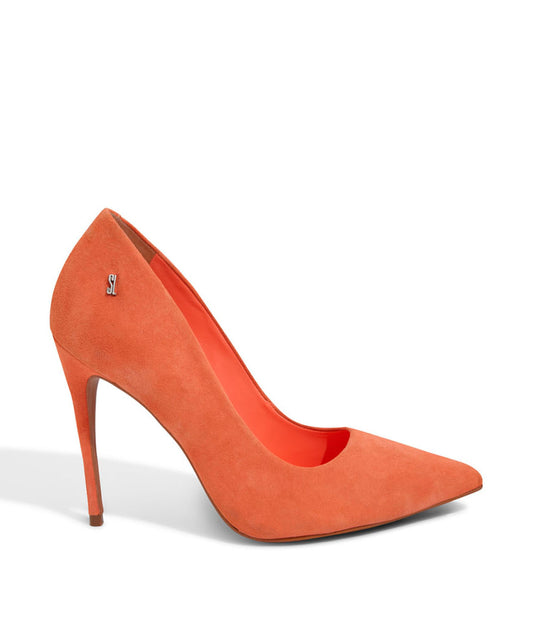 Scarpin Santa Lolla Acerola Salto Alto Fino Couro Camurça