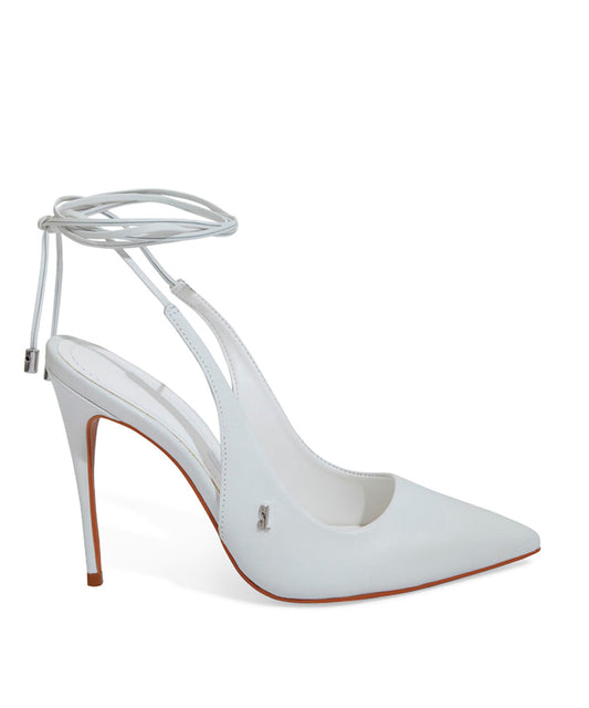 Scarpin Santa Lolla Branco Salto Alto Fino Amarração