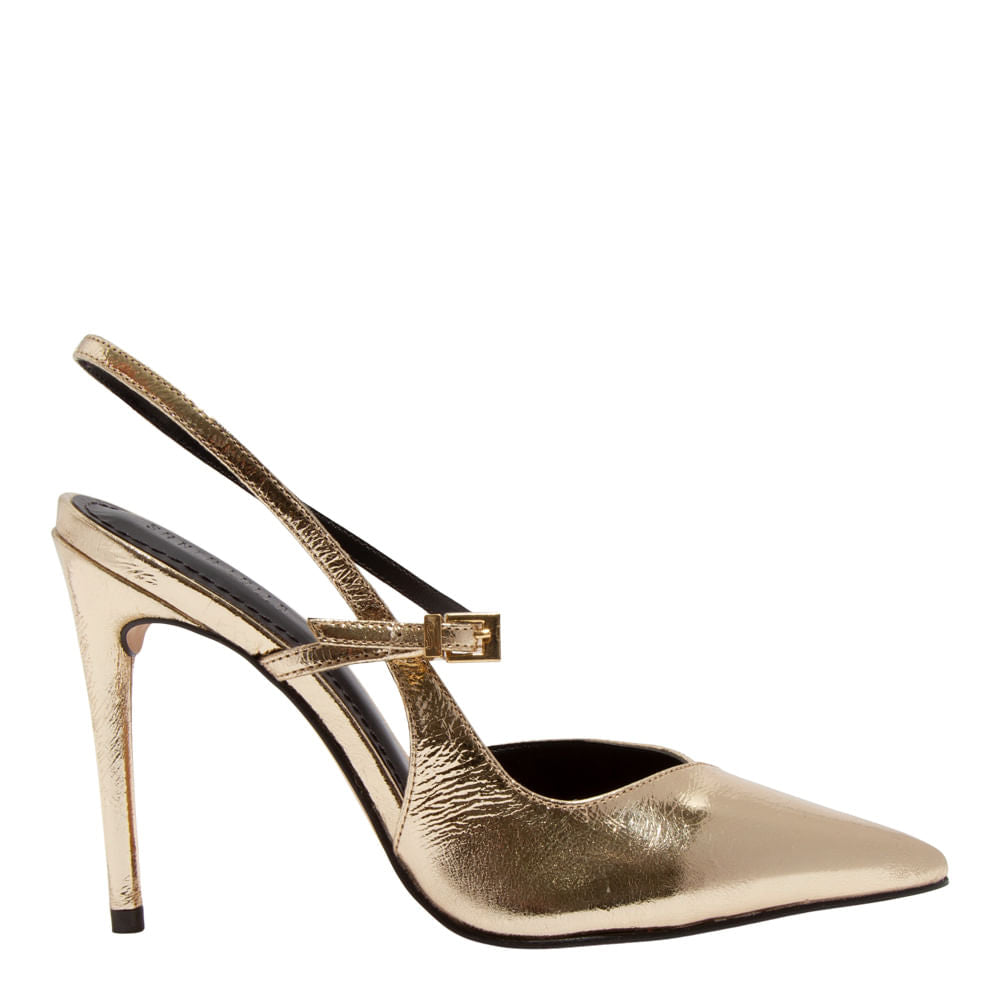 Scarpin Santa Lolla Dourado Metalizado Alto Alto