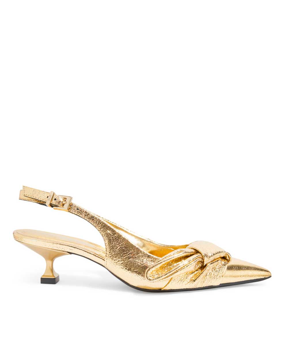Scarpin Santa Lolla Dourado Metalizado Slingback