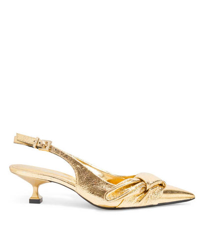 Scarpin Santa Lolla Dourado Metalizado Slingback