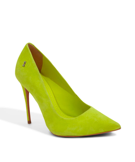 Scarpin Santa Lolla Limão Salto Alto Couro Camurça