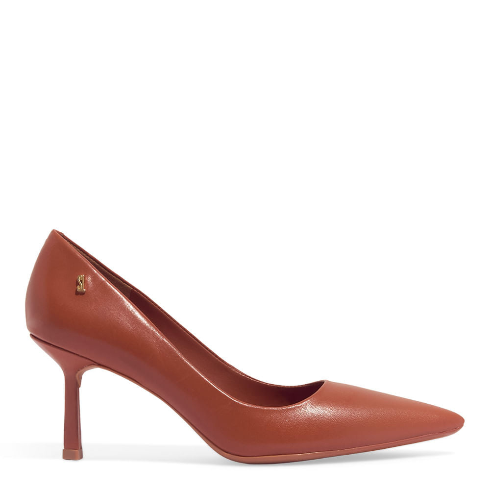 Scarpin Santa Lolla Marrom Couro Pelica