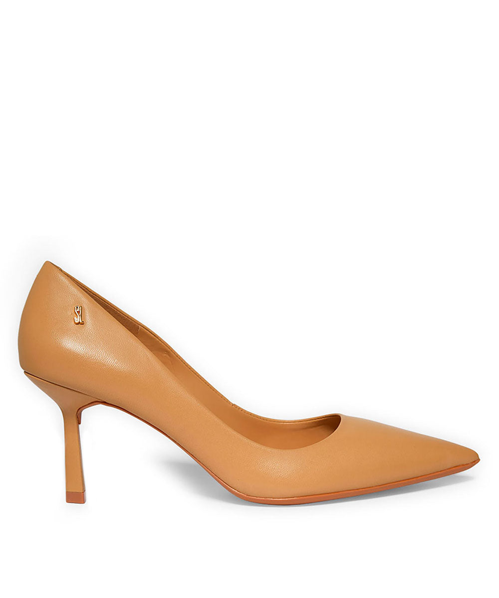 Scarpin Santa Lolla Nude Castor Couro Salto Fino