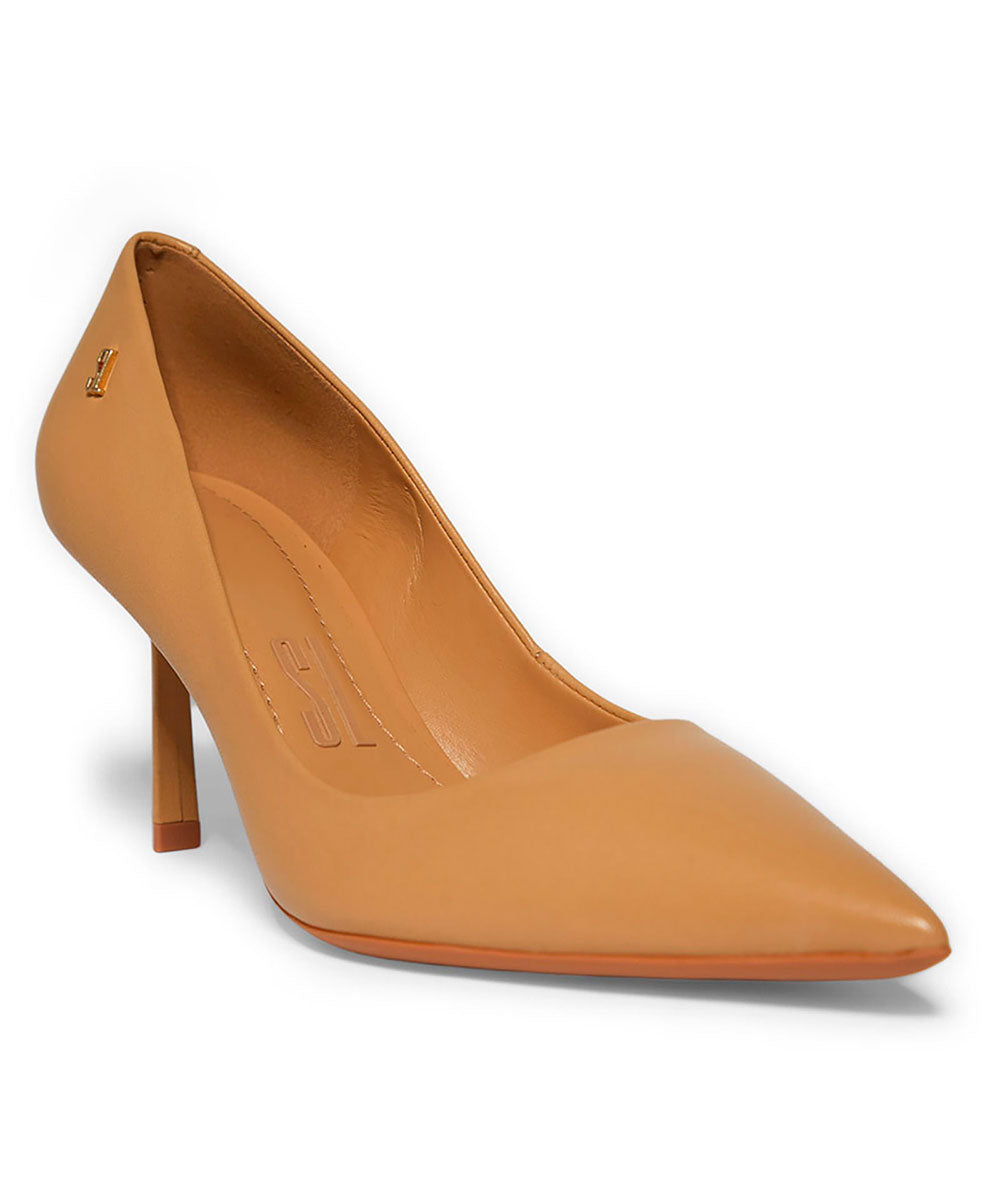Scarpin Santa Lolla Nude Castor Couro Salto Fino