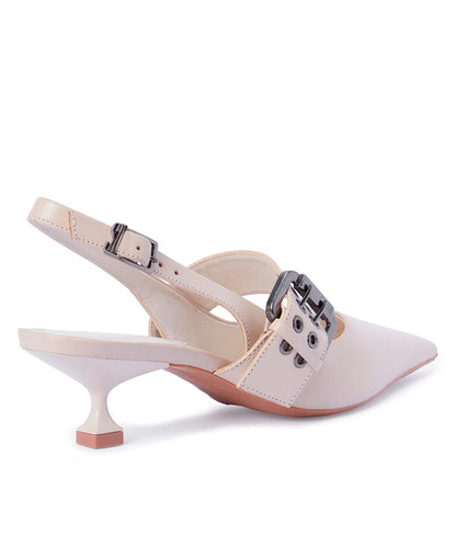 Scarpin Santa Lolla Off White FivelaTranspassada Salto Baixo