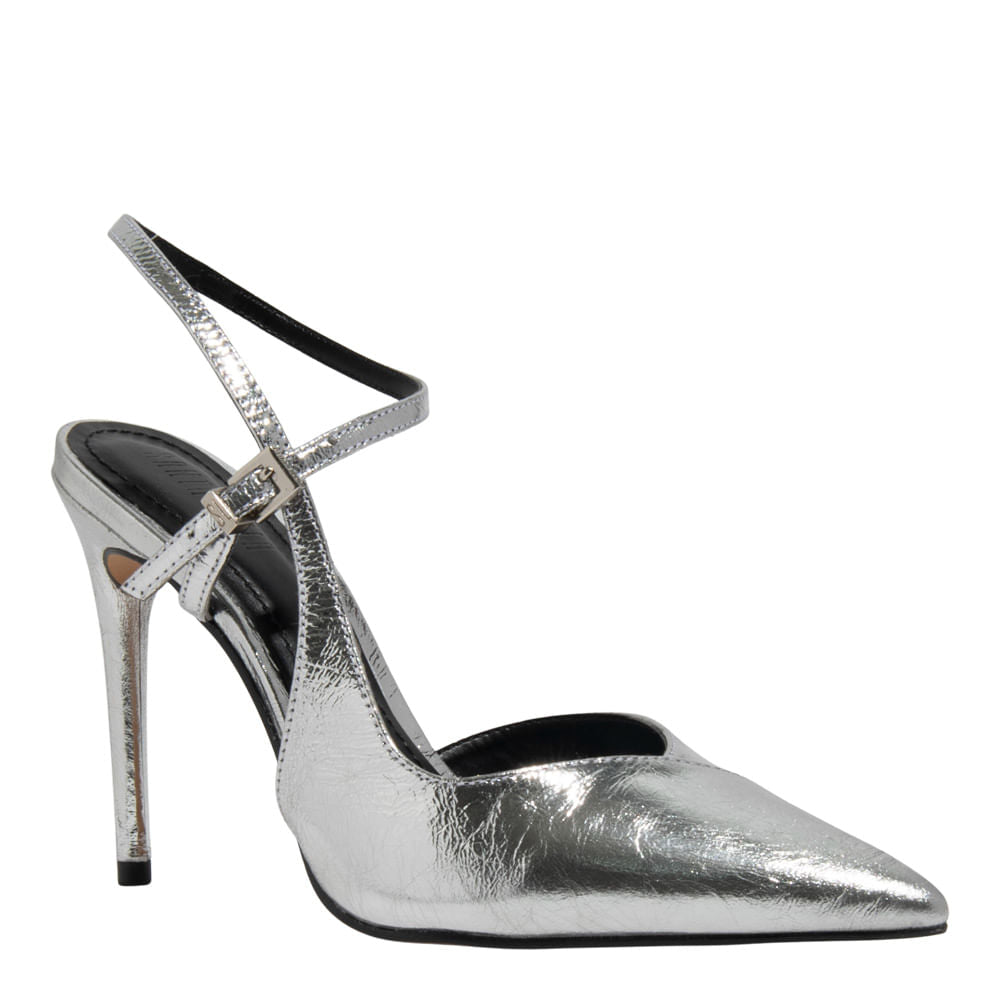 Scarpin Santa Lolla Prata Metalizado Salto Alto Fino