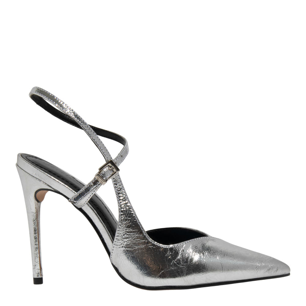 Scarpin Santa Lolla Prata Metalizado Salto Alto Fino