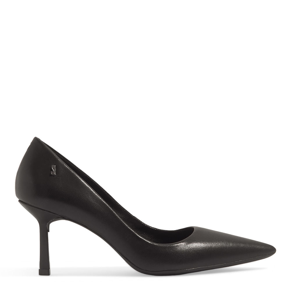 Scarpin Santa Lolla Preto Couro Pelica 