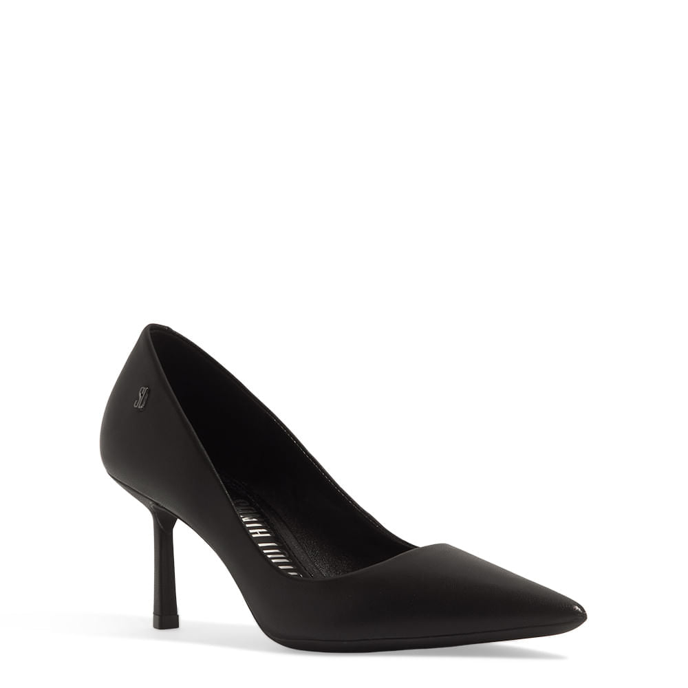 Scarpin Santa Lolla Preto Couro Pelica 