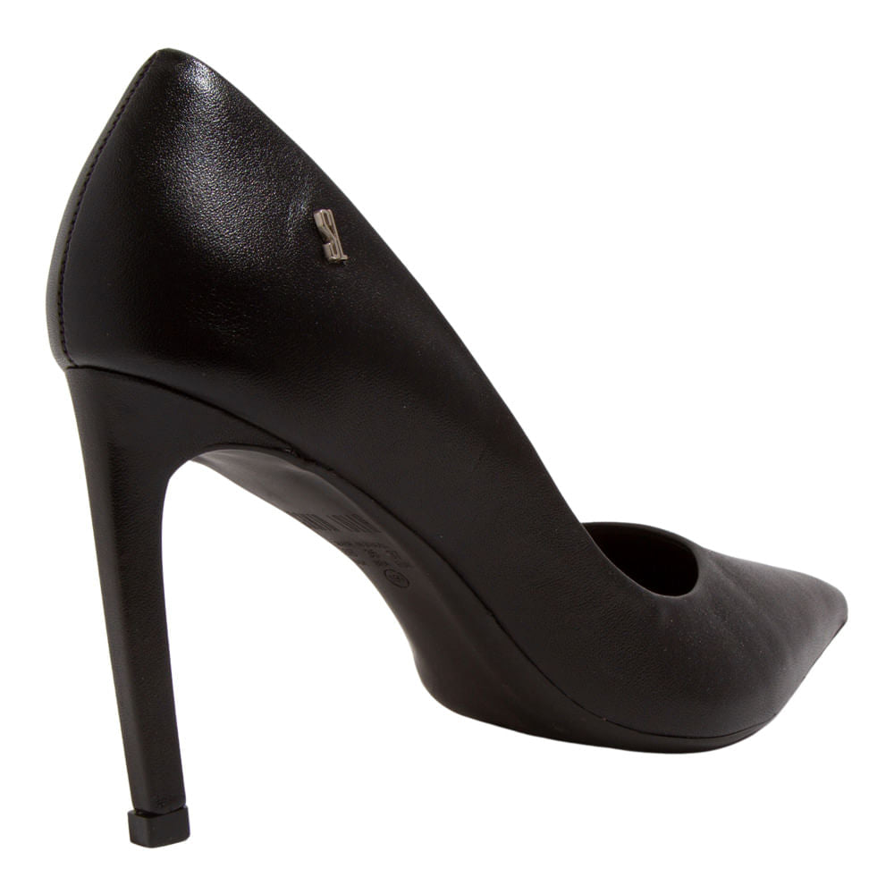 Scarpin Santa Lolla Preto Couro Salto Alto Fino