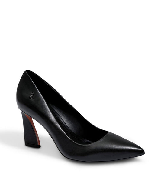 Scarpin Santa Lolla Preto Couro Salto Médio Invertido