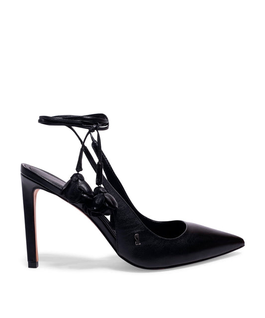 Scarpin Santa Lolla Preto Salto Alto Amarração Pingente
