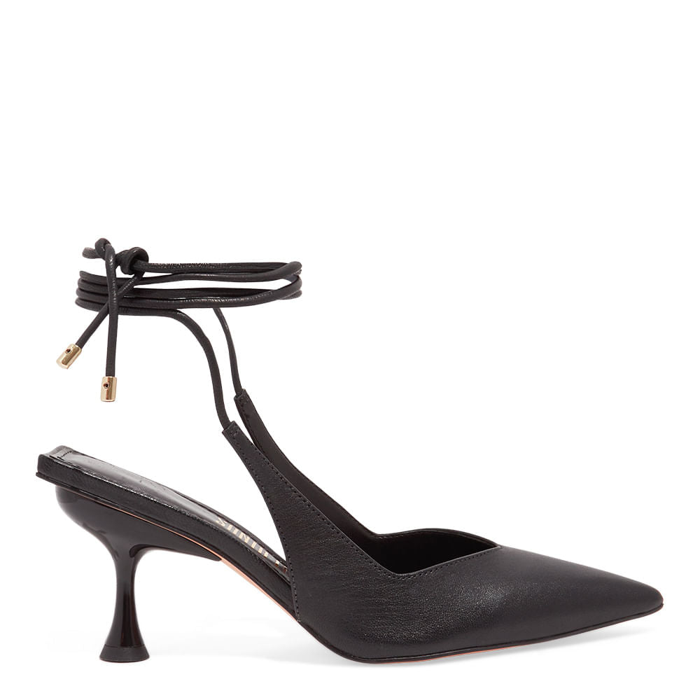 Scarpin Santa Lolla Preto Slingback Amarração