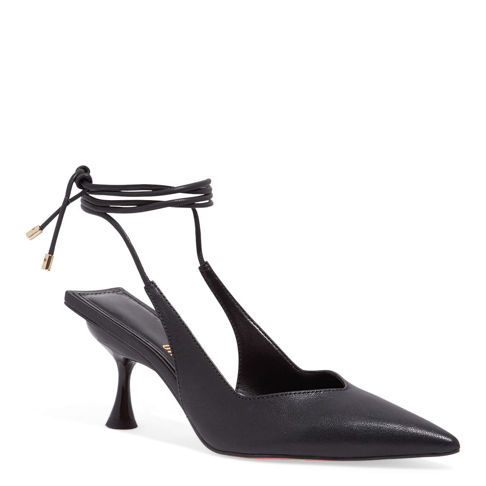 Scarpin Santa Lolla Preto Slingback Amarração
