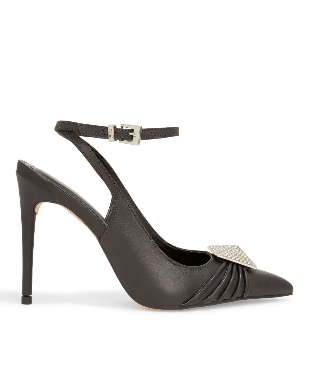 Scarpin Santa Lolla Preto Strass Salto Fino Alto