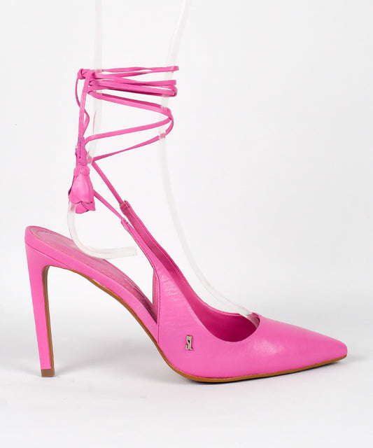 Scarpin Santa Lolla Rosa Hibisco Salto Alto Amarração Pingente