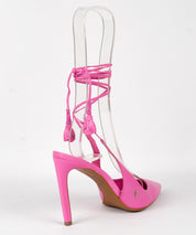 Scarpin Santa Lolla Rosa Hibisco Salto Alto Amarração Pingente