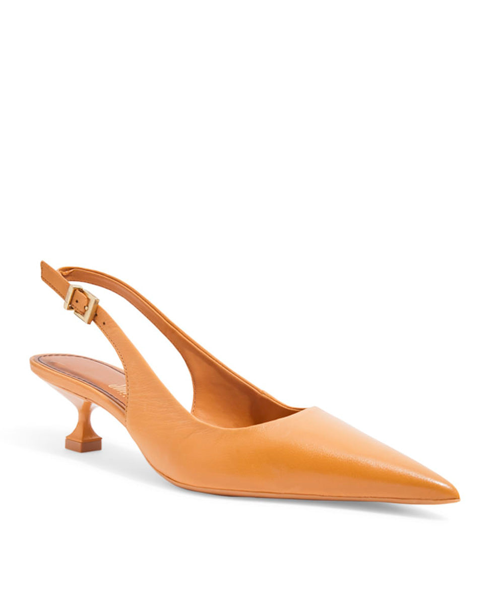 Scarpin Santa Lolla Slingback Bico Fino Salto Baixo Caramelo