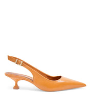Scarpin Santa Lolla Slingback Bico Fino Salto Baixo Caramelo