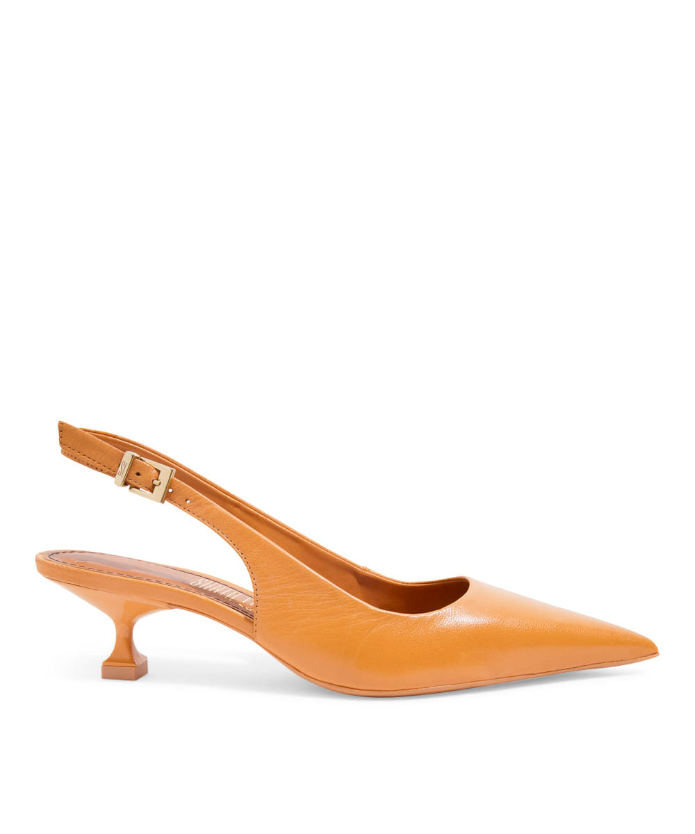 Scarpin Santa Lolla Slingback Bico Fino Salto Baixo Caramelo