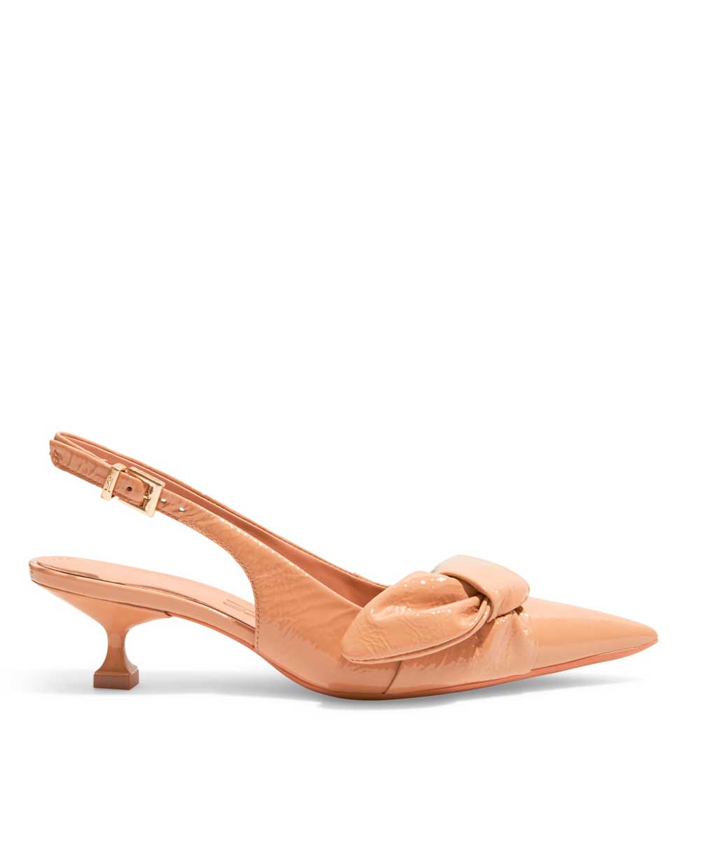 Scarpin Santa Lolla Slingback Laço Salto Baixo Bege