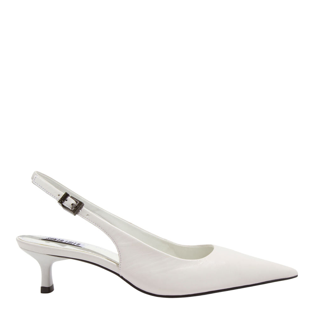 Scarpin Slingback Santa Lolla Branco Couro Salto Médio
