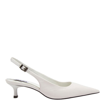 Scarpin Slingback Santa Lolla Branco Couro Salto Médio