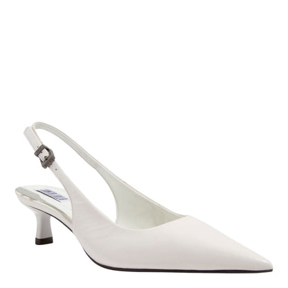 Scarpin Slingback Santa Lolla Branco Couro Salto Médio