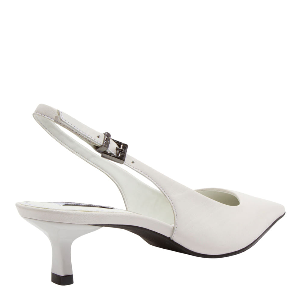 Scarpin Slingback Santa Lolla Branco Couro Salto Médio