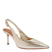 Scarpin Slingback Santa Lolla Dourado Metalizado Salto Fino