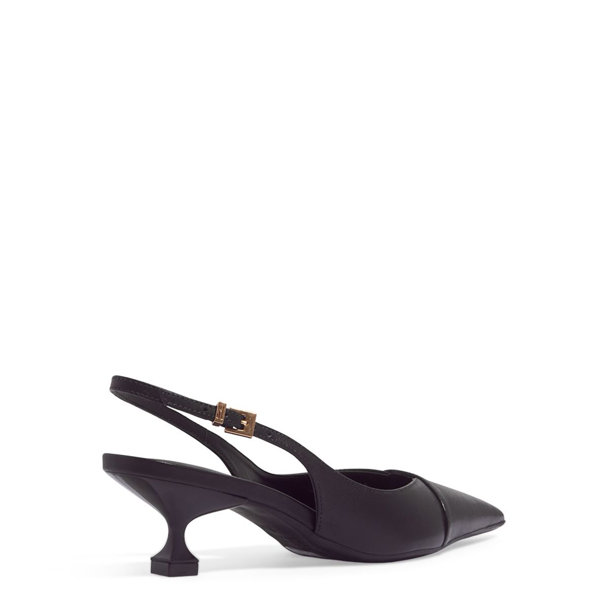 Scarpin Slingback Santa Lolla Preto Bico Fino Salto Baixo