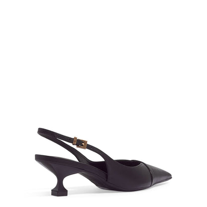 Scarpin Slingback Santa Lolla Preto Bico Fino Salto Baixo