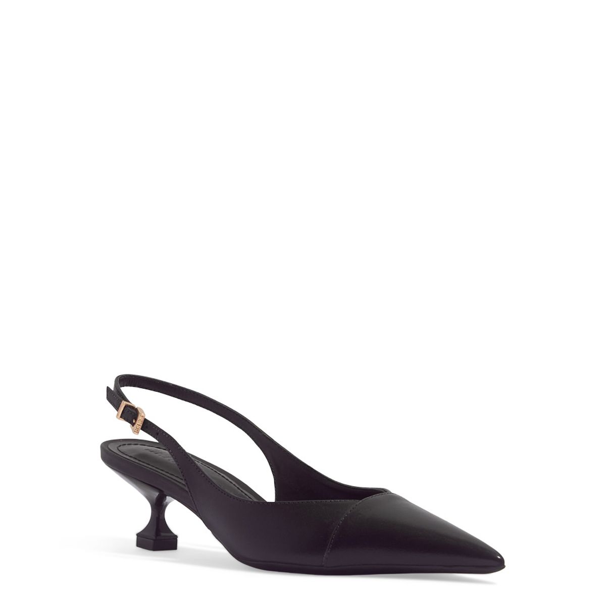 Scarpin Slingback Santa Lolla Preto Bico Fino Salto Baixo