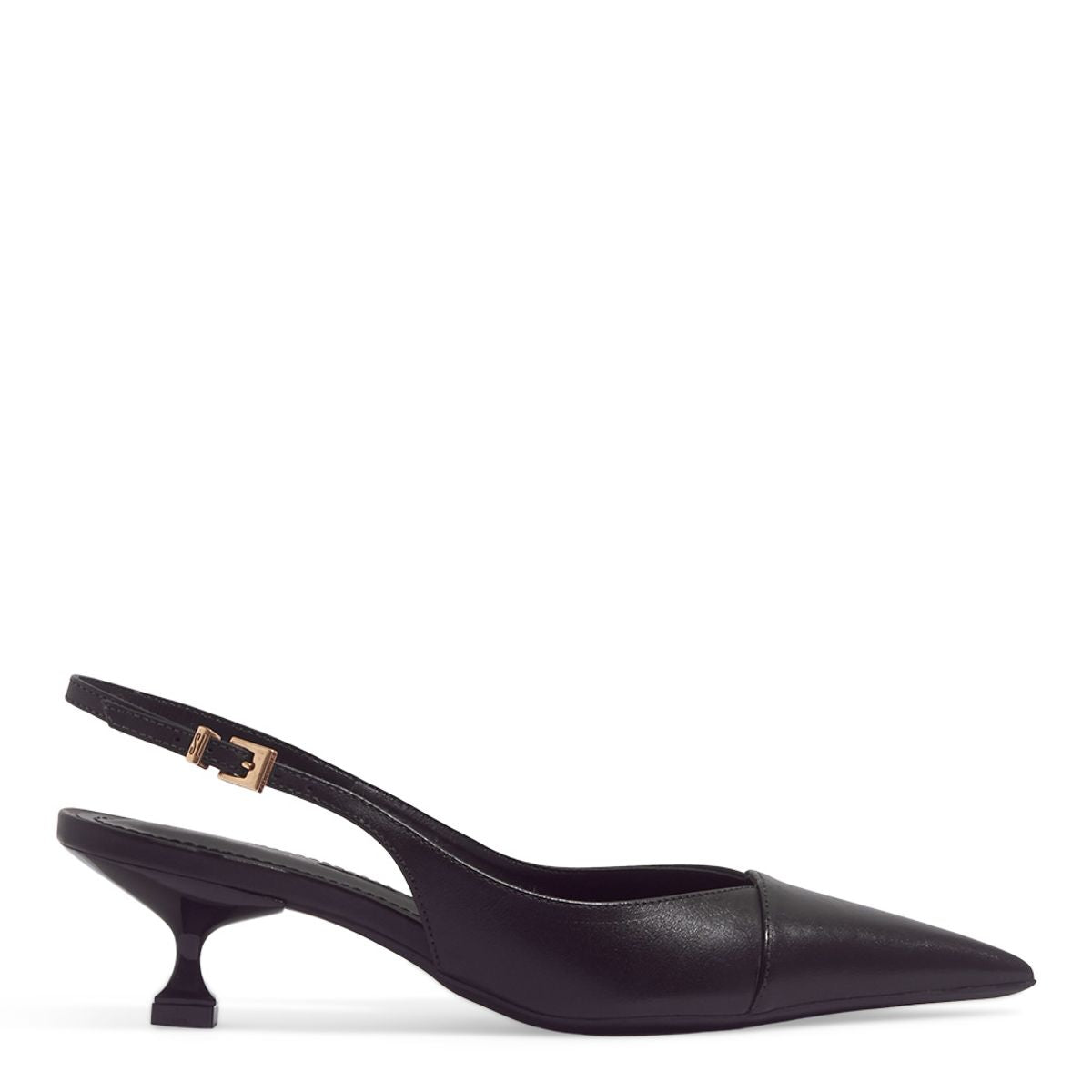 Scarpin Slingback Santa Lolla Preto Bico Fino Salto Baixo