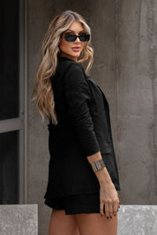 Short De Linho Com Fivela Preto Frysaide