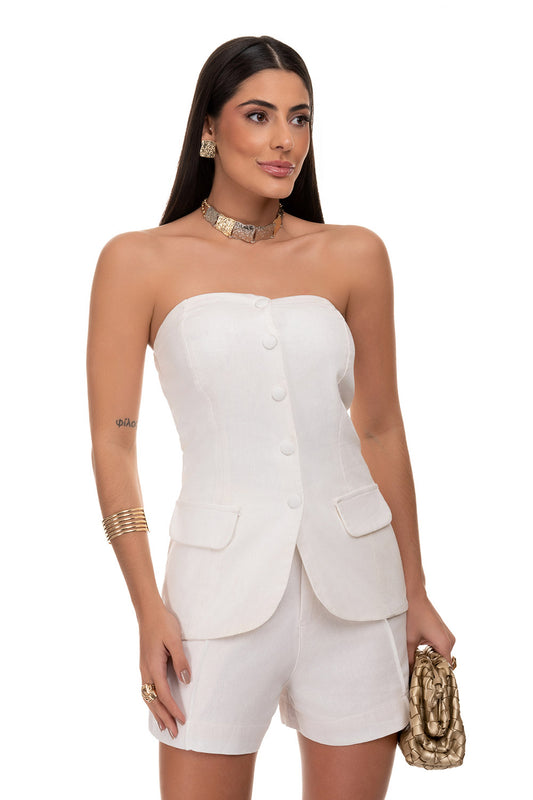 Short De Linho Frysaide Off White 