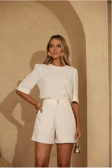 Short Frysaide Bordado Metalizado Branco