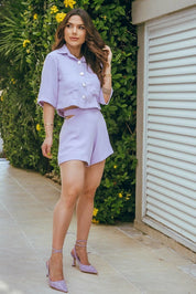 Short Godê Frysaide Lavanda Cut Out