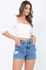 Short Jeans Franja Strass