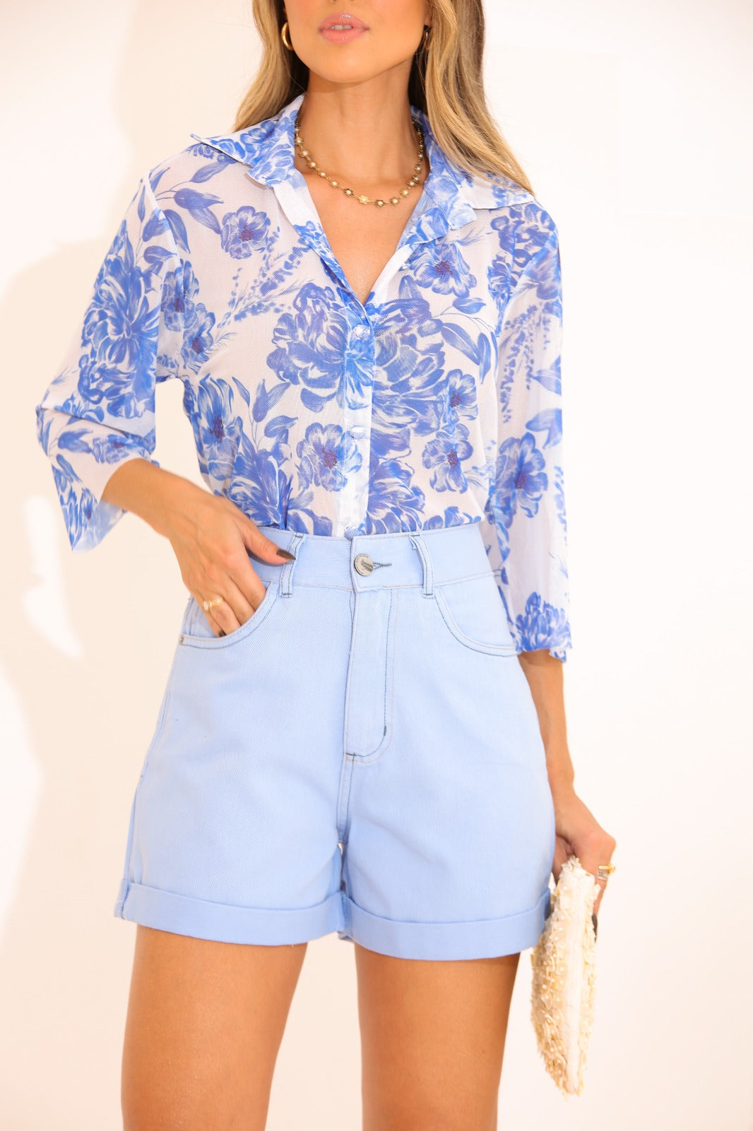 Short Meia Coxa Frysaide Azul