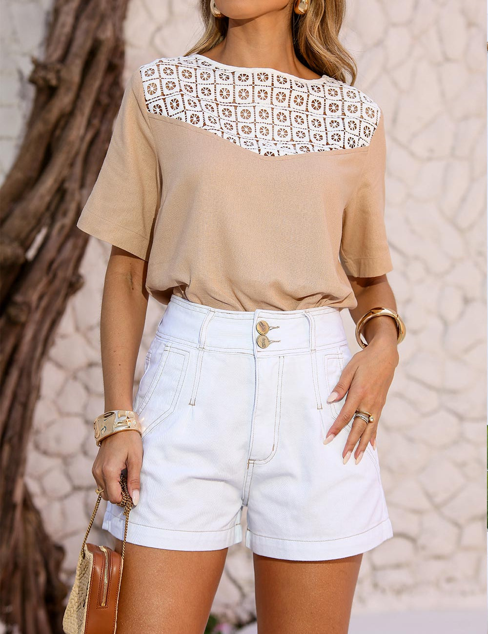 Short Sarja Pesponto Frysaide Branco