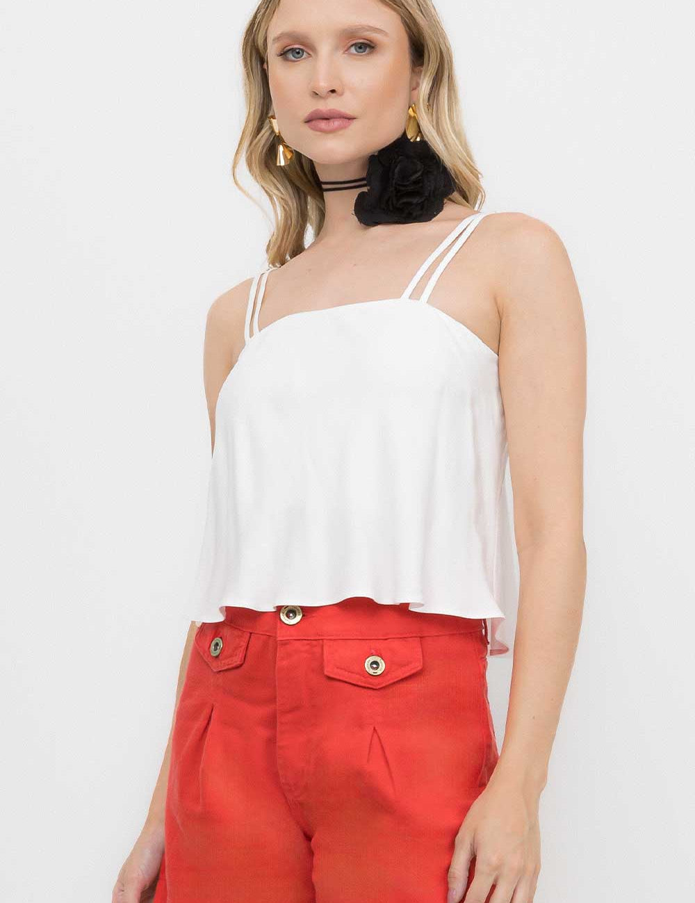 Short Vermelho Pregas Frysaide