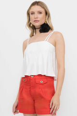 Short Vermelho Pregas Frysaide