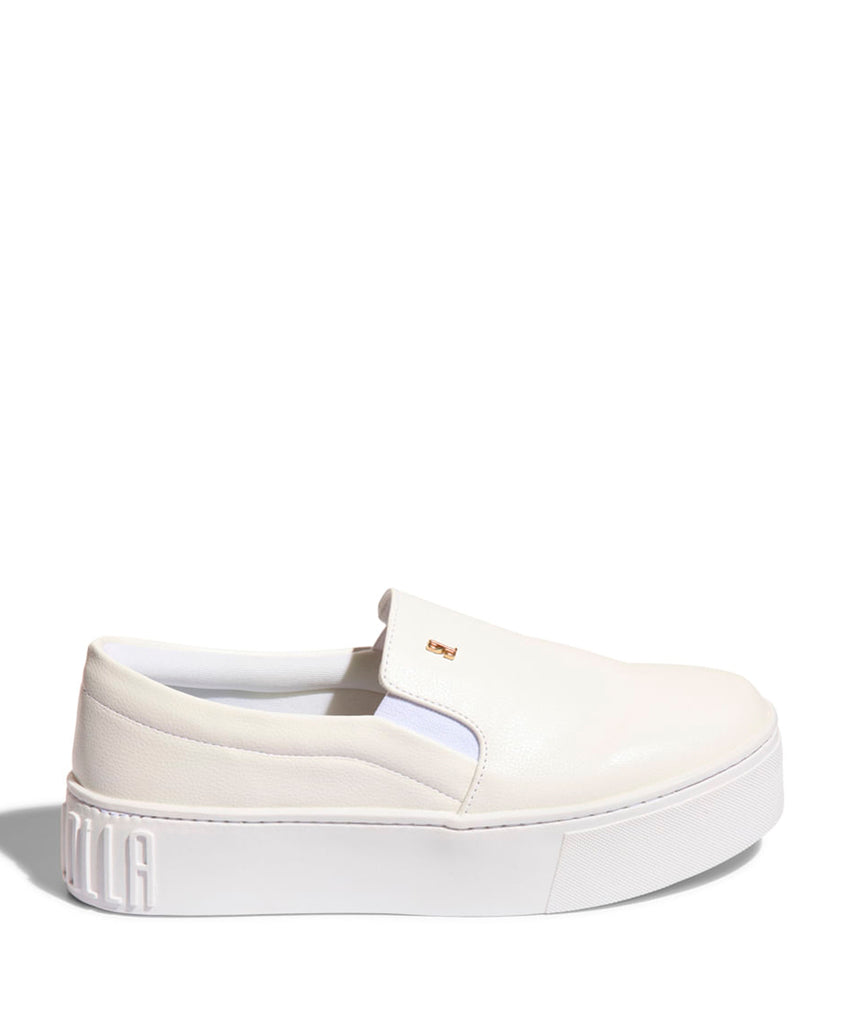 Slip On Santa Lolla Branco Couro Sola Alta