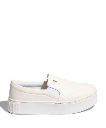 Slip On Santa Lolla Branco Couro Sola Alta
