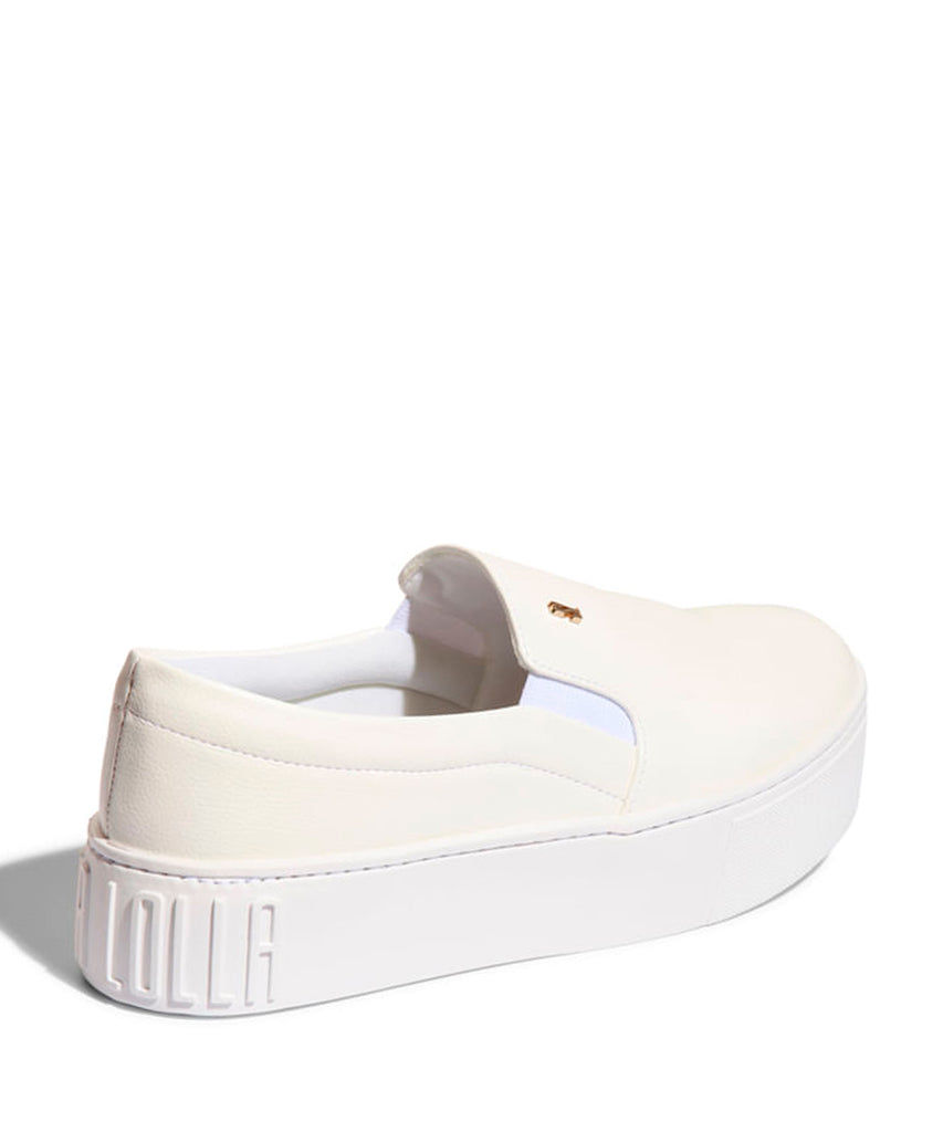 Slip On Santa Lolla Branco Couro Sola Alta