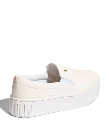 Slip On Santa Lolla Branco Couro Sola Alta