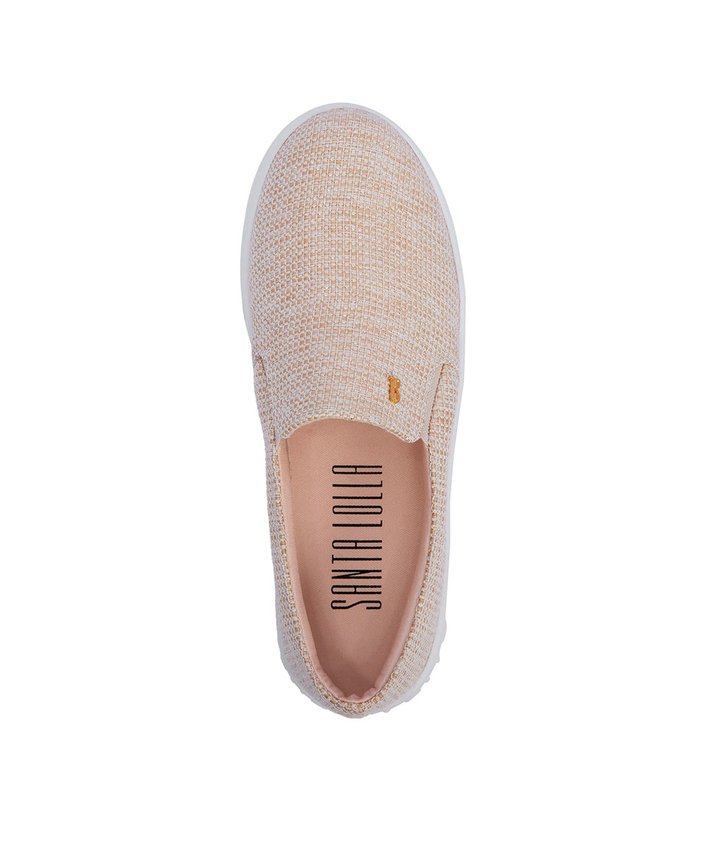 Slip On Santa Lolla Linho Juta Brilho Sola Alta
