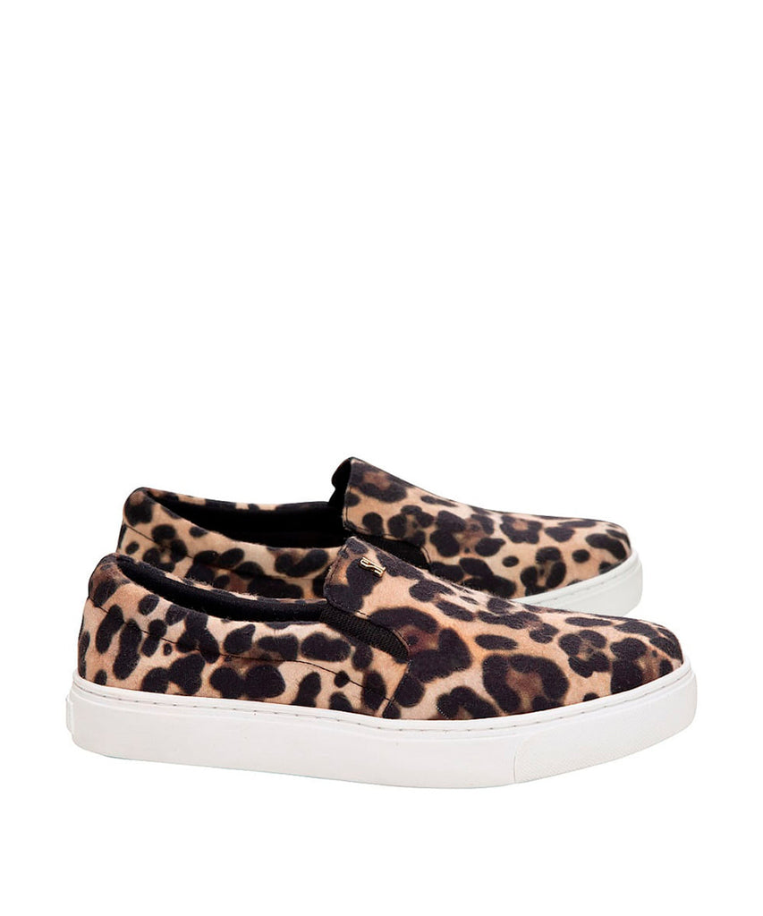 Slip On Santa Lolla Onça Veludo Sola Baixa
